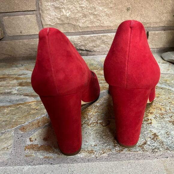 J CREW Burgundy Merlot Red GENUINE LEATHER suede Italy High Heels Pumps Sz 9.5 - Picture 5 of 10